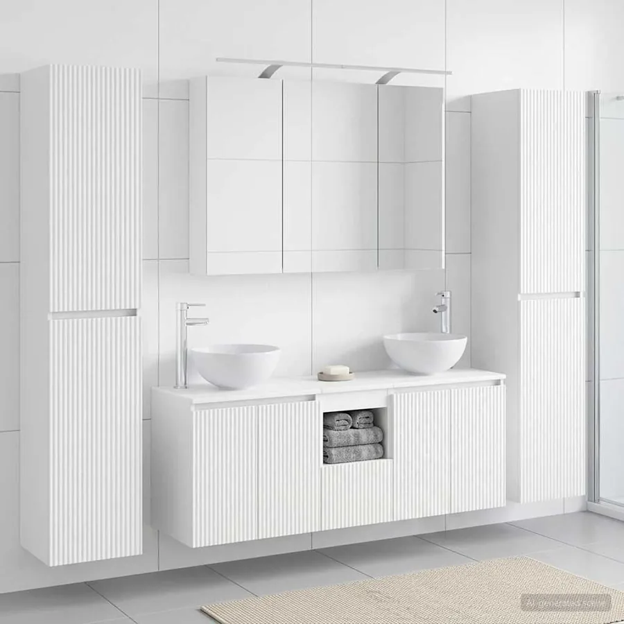 Ensemble de mobilier de salle de bain 6 pcs Blanc