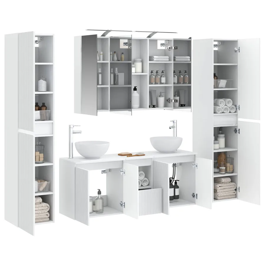 Ensemble de mobilier de salle de bain 6 pcs Blanc - 3