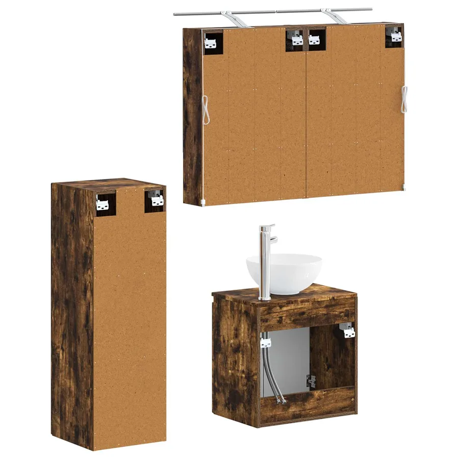 Ensemble de mobilier de salle de bain 4 pcs Chêne fumé - 5