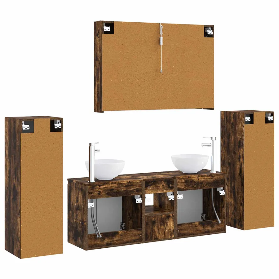Ensemble de mobilier de salle de bain 6 pcs Chêne fumé - 9