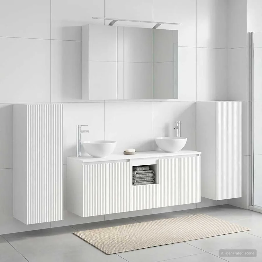 Ensemble de mobilier de salle de bain 6 pcs Blanc