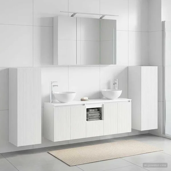 Ensemble de mobilier de salle de bain 6 pcs Blanc