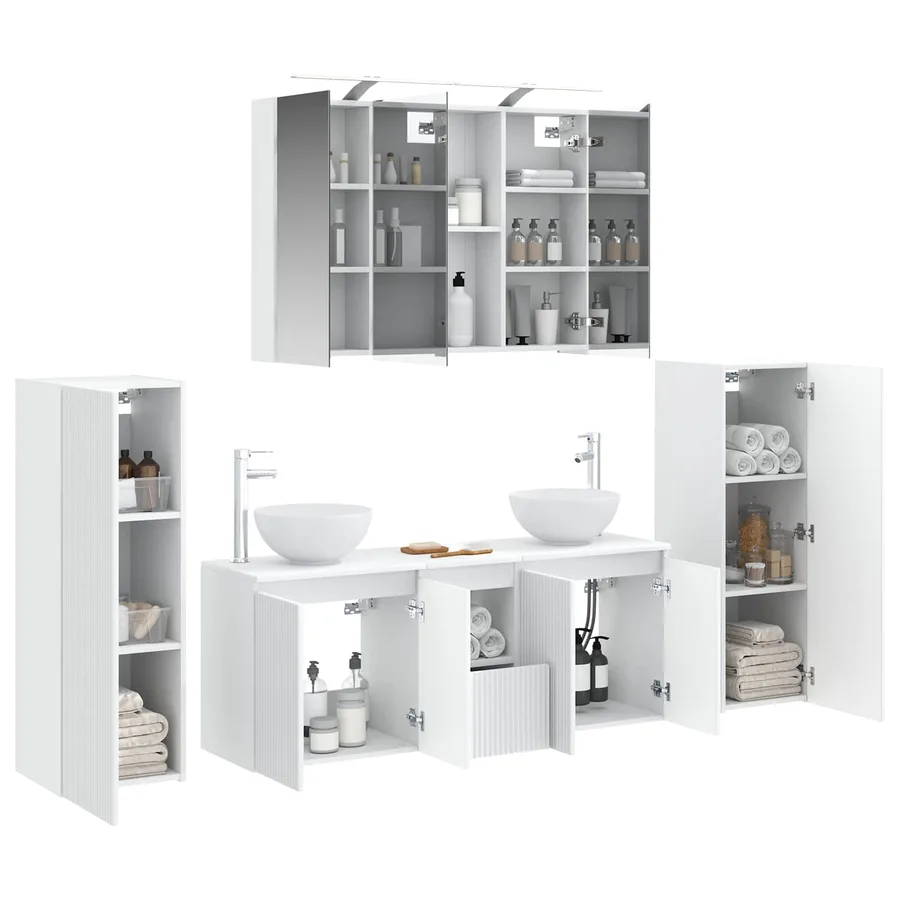 Ensemble de mobilier de salle de bain 6 pcs Blanc - 3