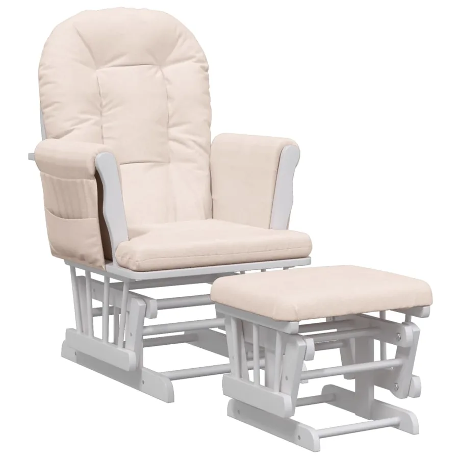 Chaise berçante avec repose-pied Rose clair Tissu - 2