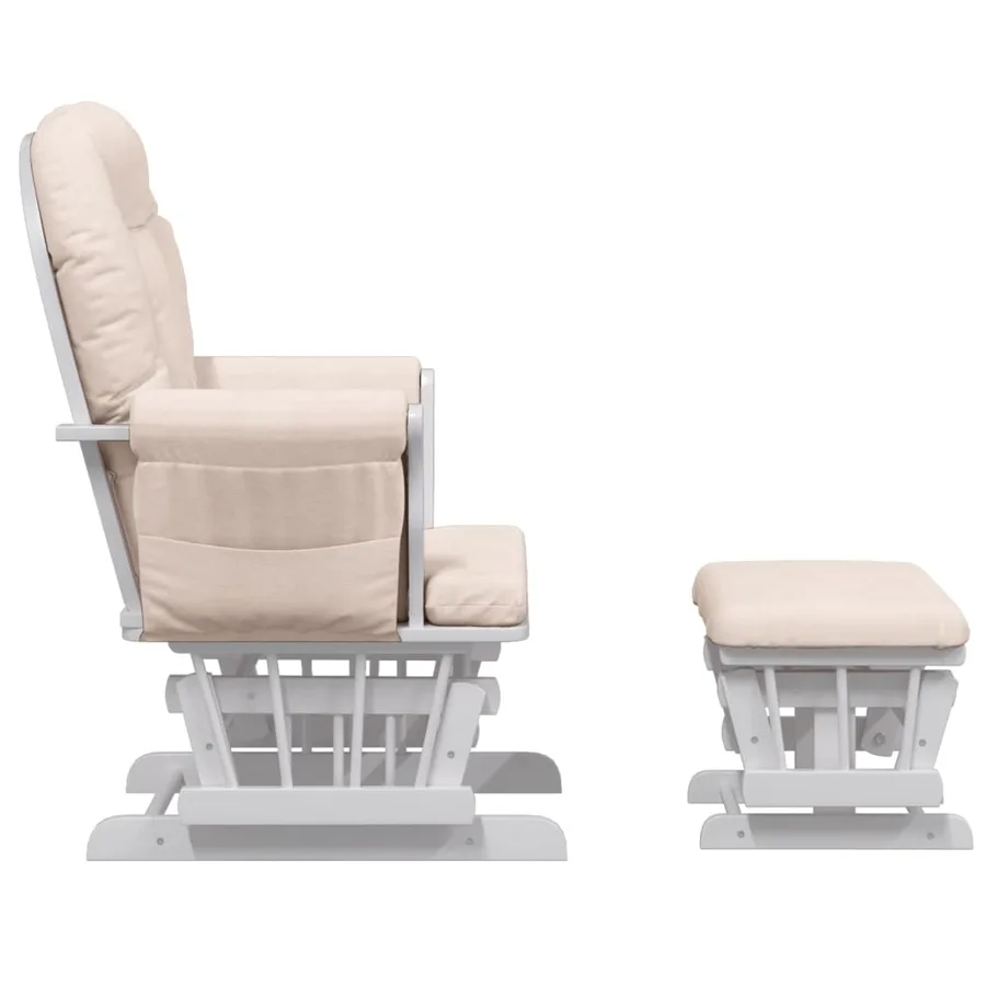 Chaise berçante avec repose-pied Rose clair Tissu - 4