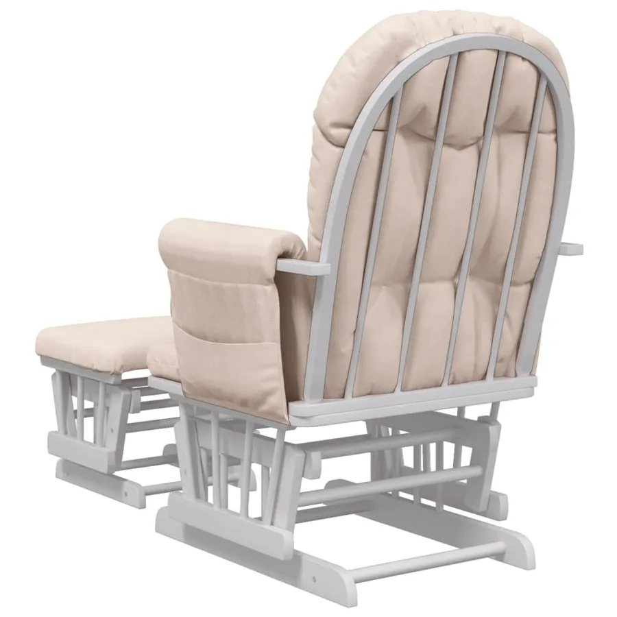 Chaise berçante avec repose-pied Rose clair Tissu - 5