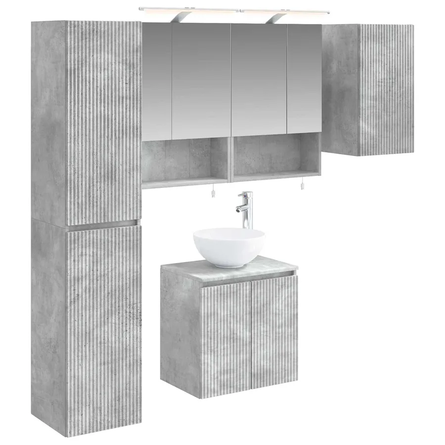 Ensemble d'armoire de salle de bain 5 pcs Gris béton - 2