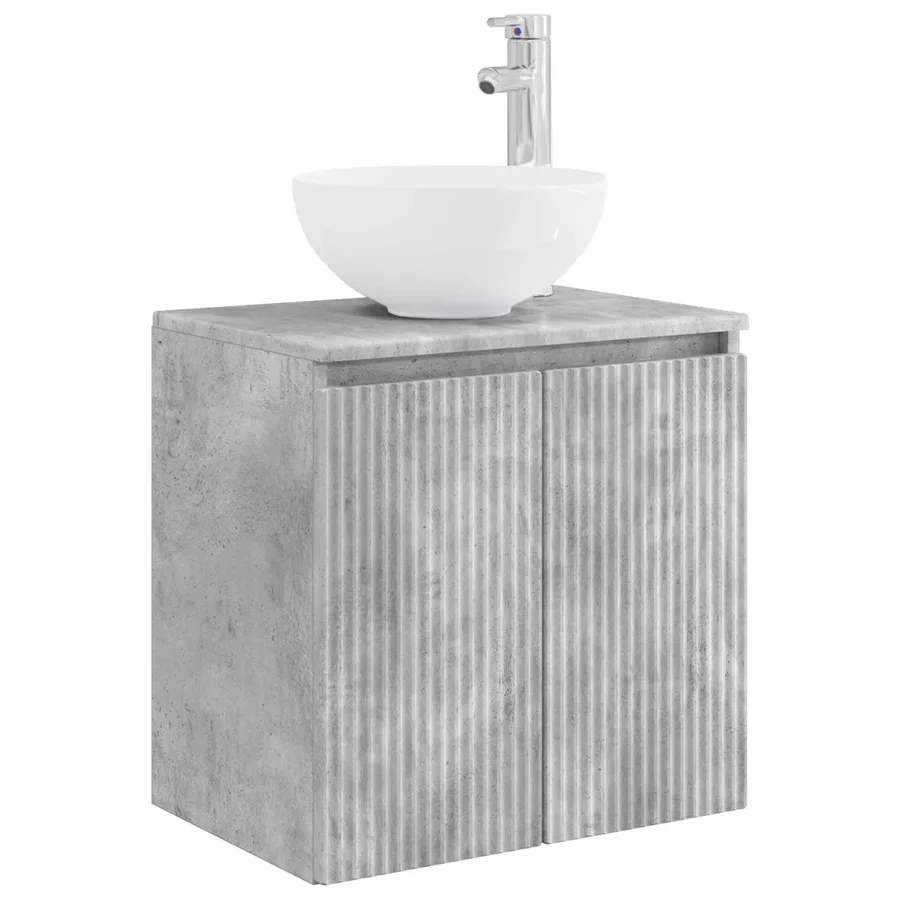 Ensemble d'armoire de salle de bain 5 pcs Gris béton - 7