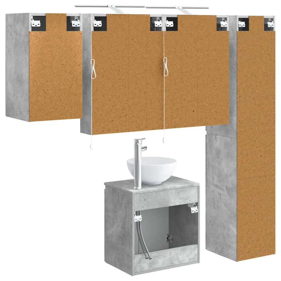 Ensemble d'armoire de salle de bain 5 pcs Gris béton - 9