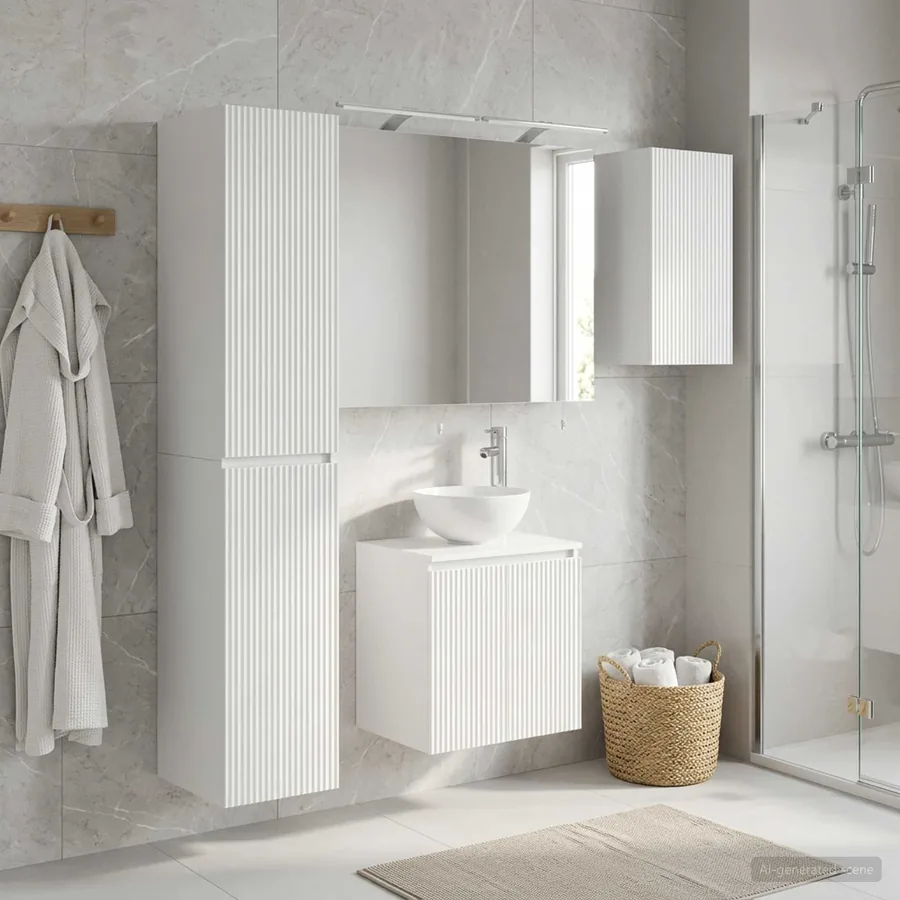 Ensemble d'armoire de salle de bain 5 pcs Blanc