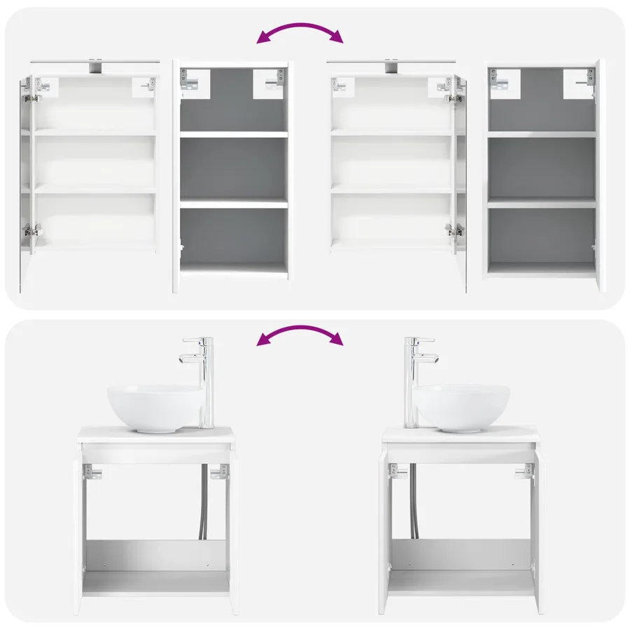 Ensemble d'armoire de salle de bain 5 pcs Blanc - 14