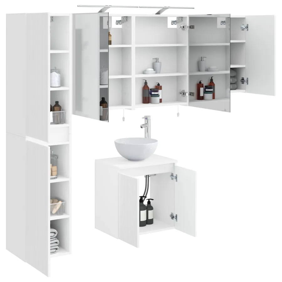 Ensemble d'armoire de salle de bain 5 pcs Blanc - 3