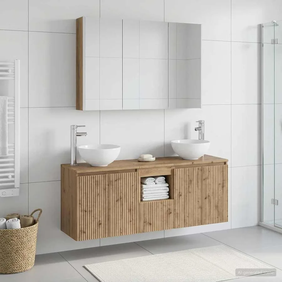 Ensemble d'armoire de salle de bain 4 pc Chêne artisanal