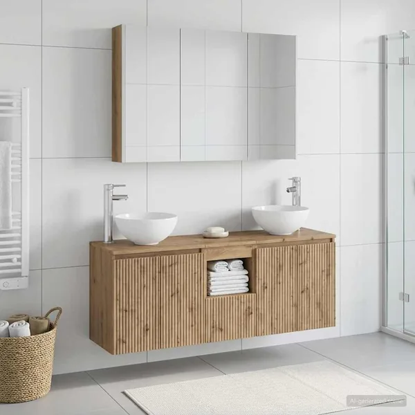 Ensemble d'armoire de salle de bain 4 pc Chêne artisanal
