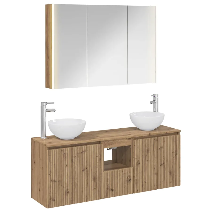 Ensemble d'armoire de salle de bain 4 pc Chêne artisanal - 2