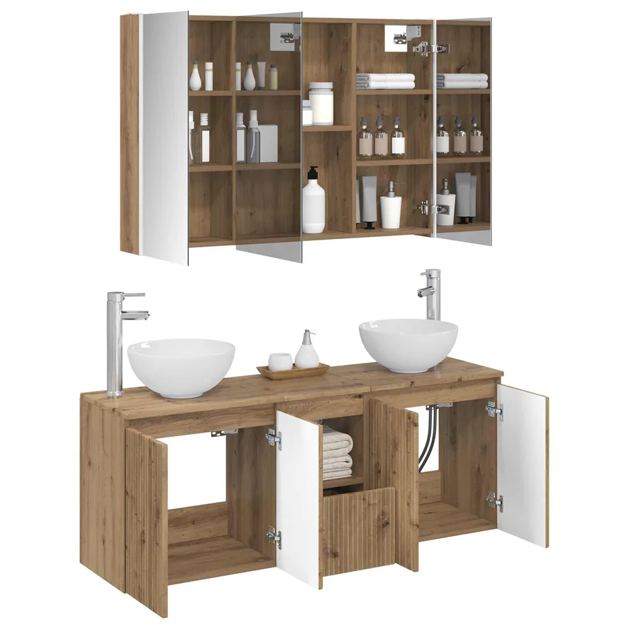 Ensemble d'armoire de salle de bain 4 pc Chêne artisanal - 3