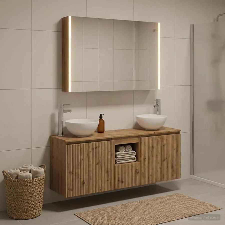 Ensemble d'armoire de salle de bain 4 pc Chêne artisanal - 4