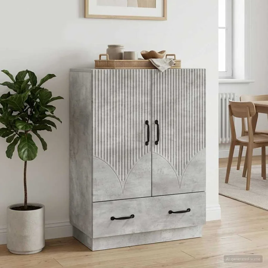 Buffet Gris béton 66 x 34,5 x 92 cm Bois d'ingénierie
