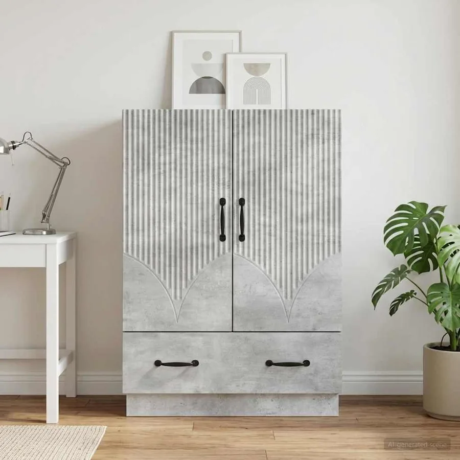 Buffet Gris béton 66 x 34,5 x 92 cm Bois d'ingénierie - 3