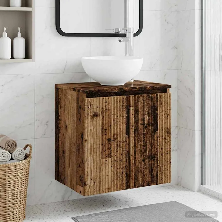 Vanité de lavabo mural Bois ancien 49,5 x 35 x 63 cm