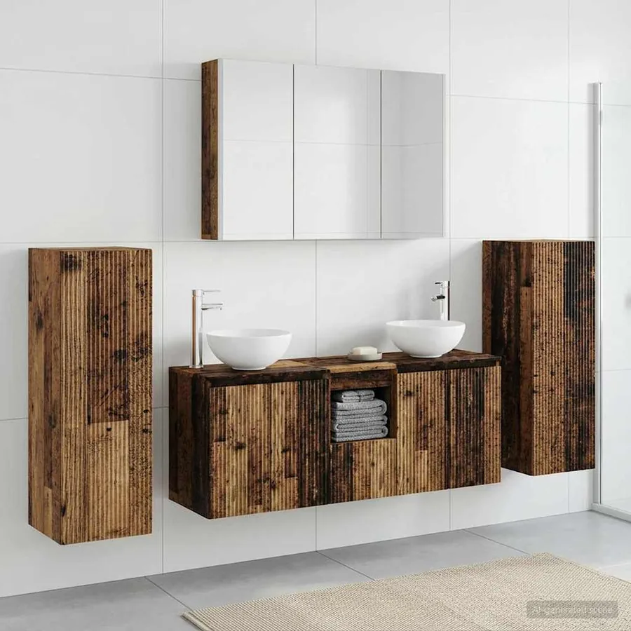 Ensemble de mobilier de salle de bain 6 pcs Bois ancien