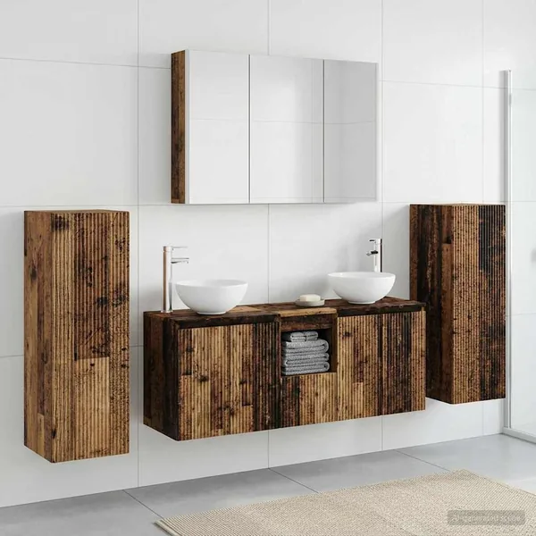 Ensemble de mobilier de salle de bain 6 pcs Bois ancien
