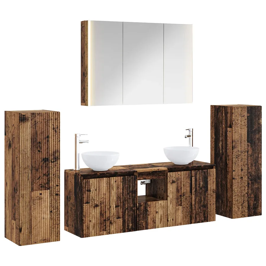 Ensemble de mobilier de salle de bain 6 pcs Bois ancien - 2