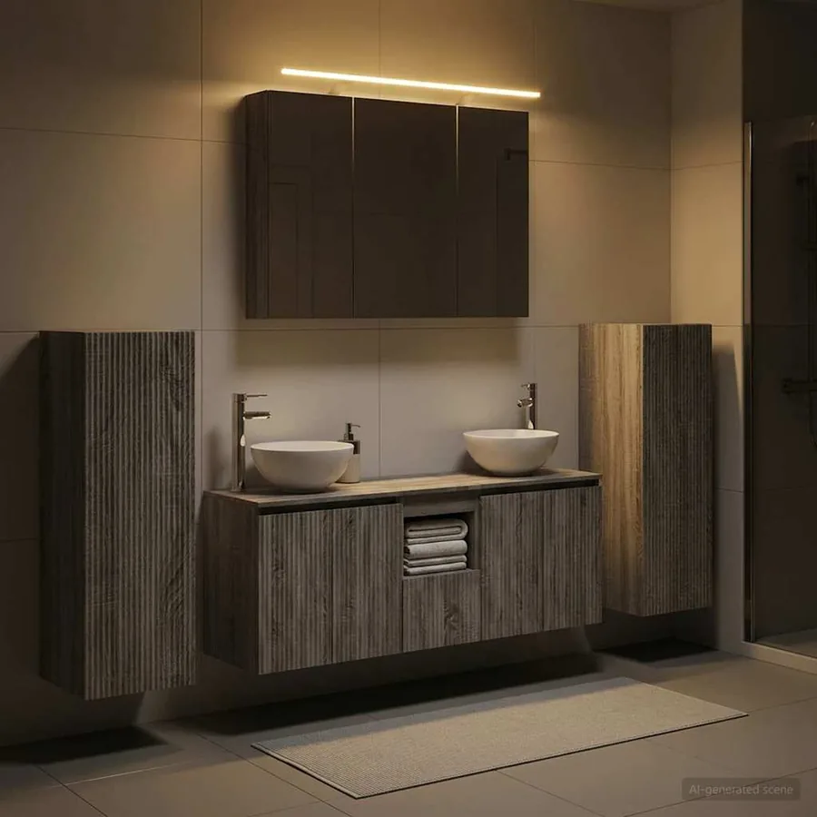 Ensemble de mobilier de salle de bain 6 pcs Sonoma gris