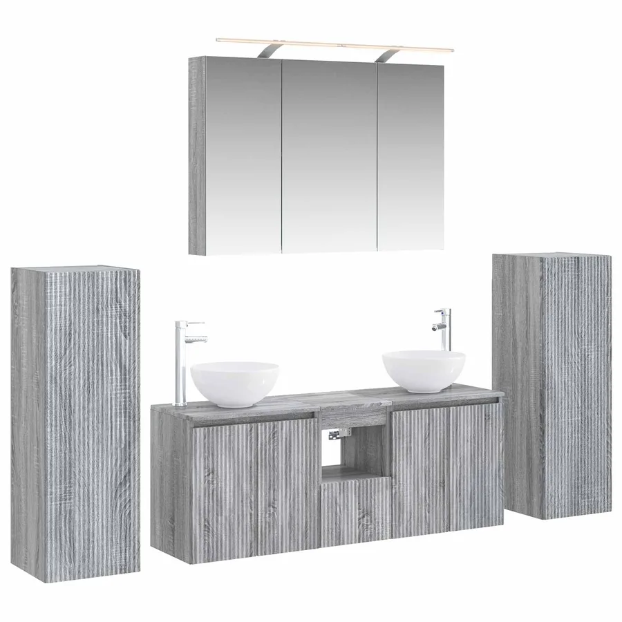 Ensemble de mobilier de salle de bain 6 pcs Sonoma gris - 2