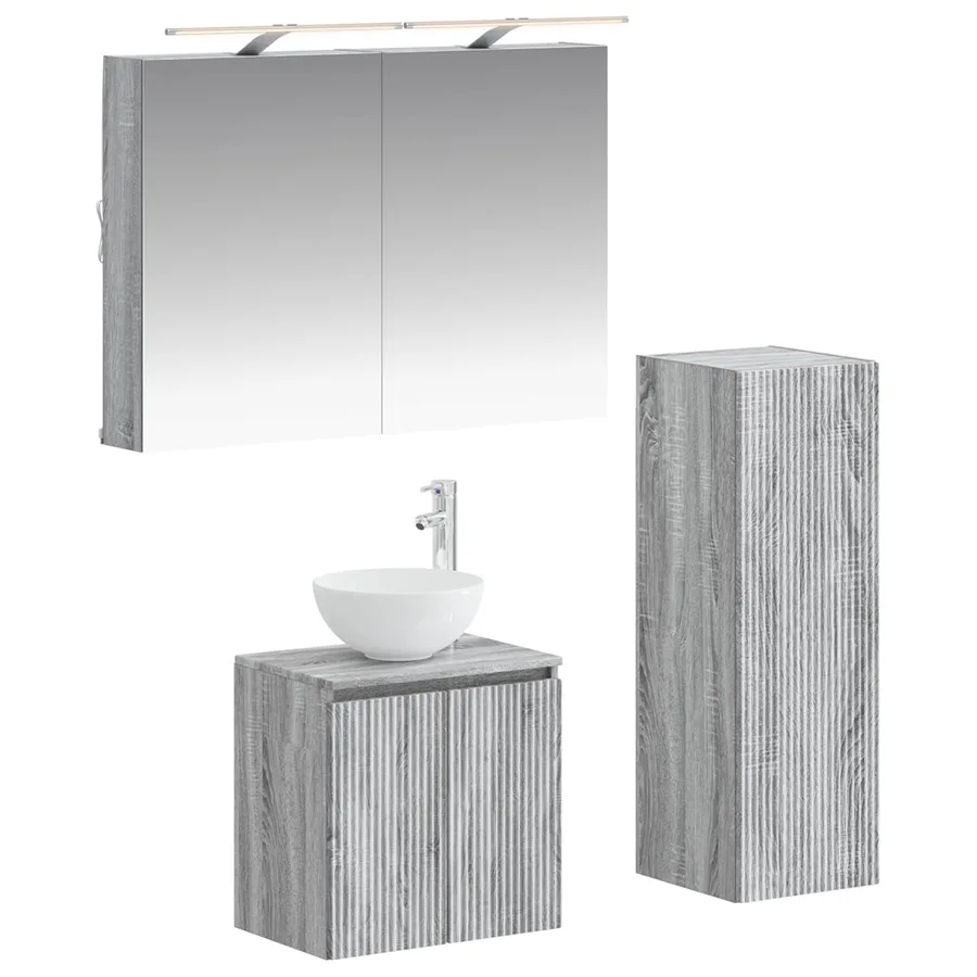 Ensemble de mobilier de salle de bain 4 pcs Sonoma gris - 2