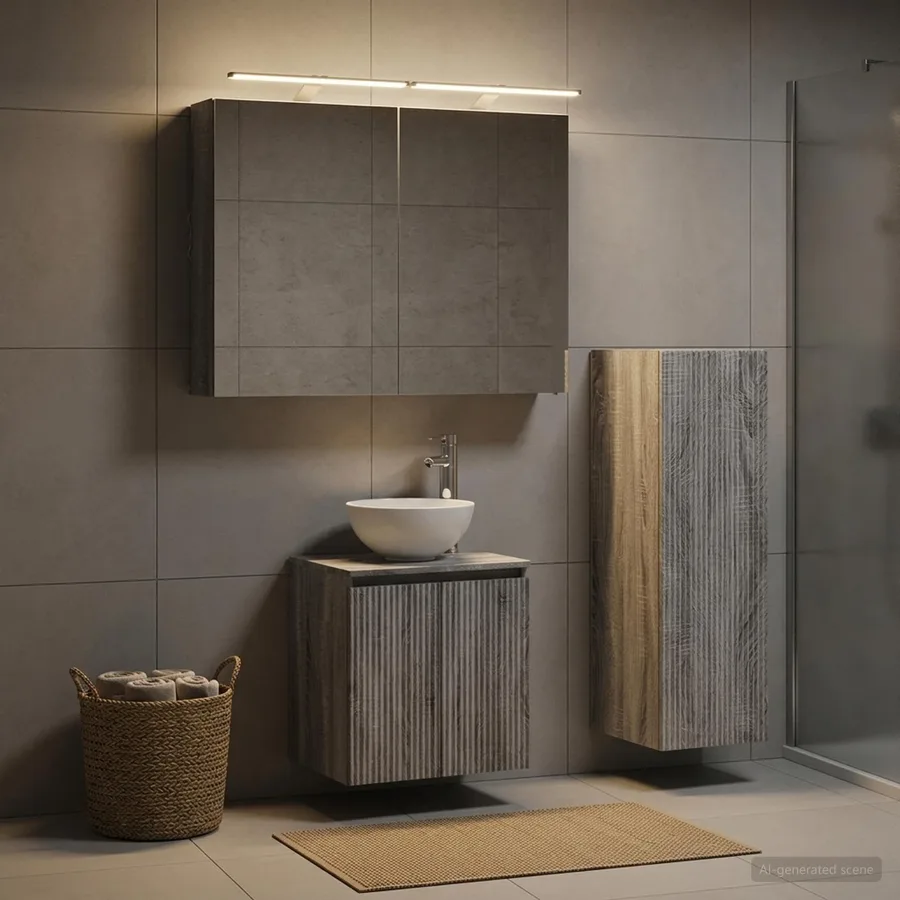 Ensemble de mobilier de salle de bain 4 pcs Sonoma gris - 4