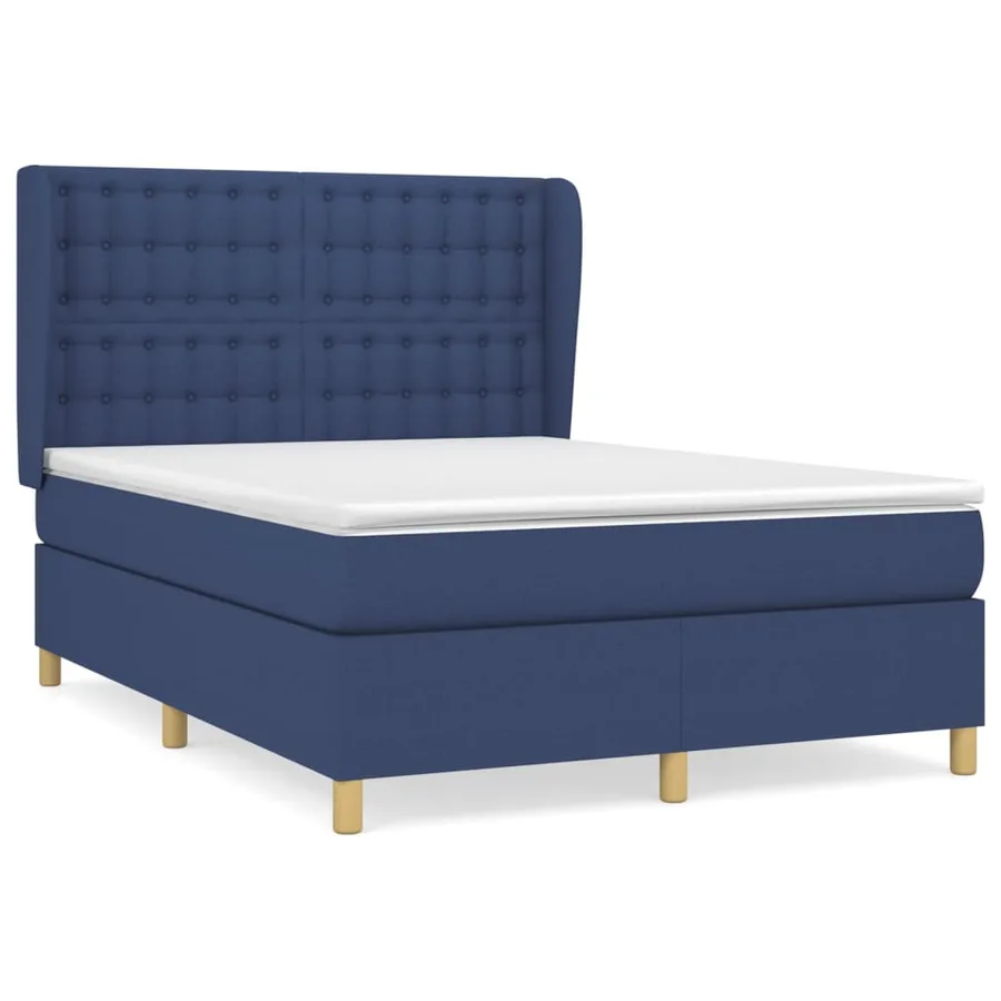 Sommier à lattes de lit avec matelas Bleu 140x200 cm Tissu - 2