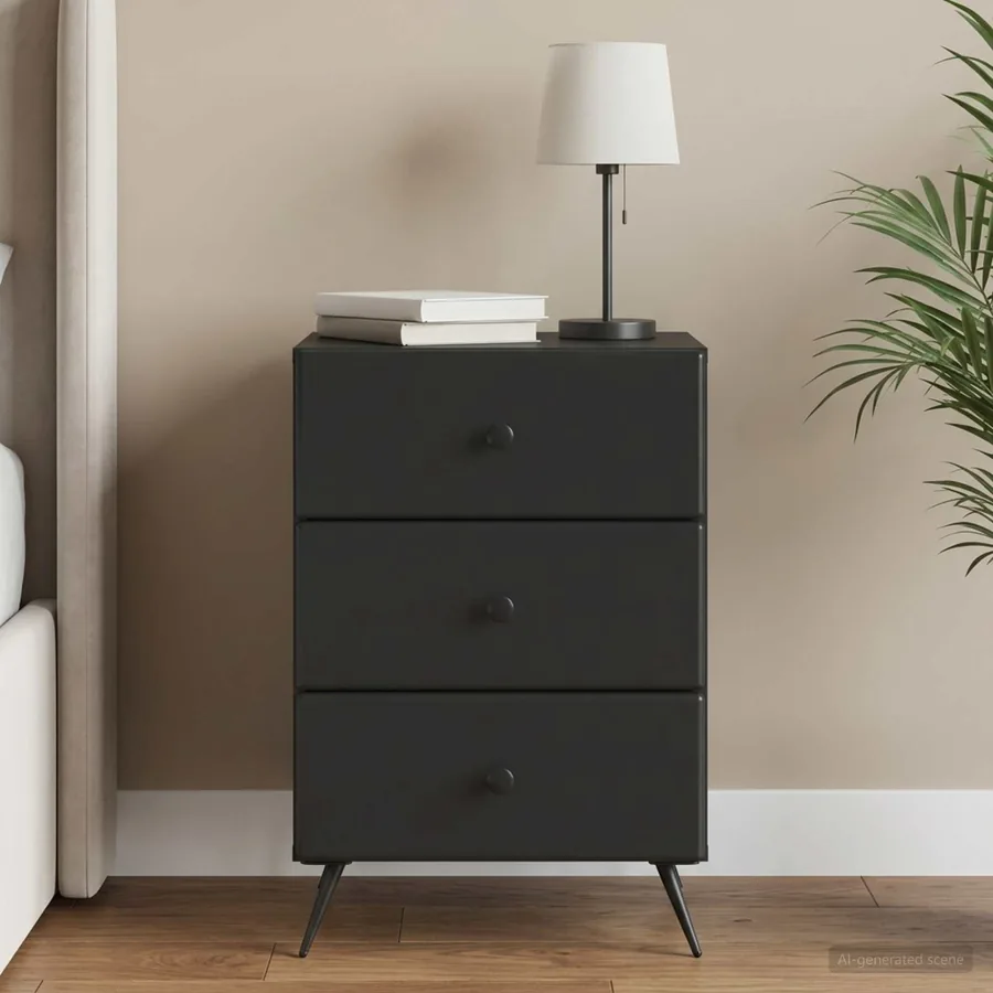 Cabinet de chevet Noir 43 x 41 x 66,5 cm Bois d'ingénierie
