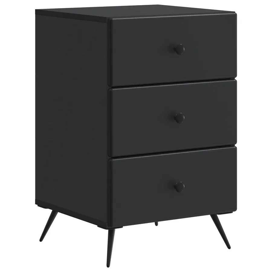 Cabinet de chevet Noir 43 x 41 x 66,5 cm Bois d'ingénierie - 2