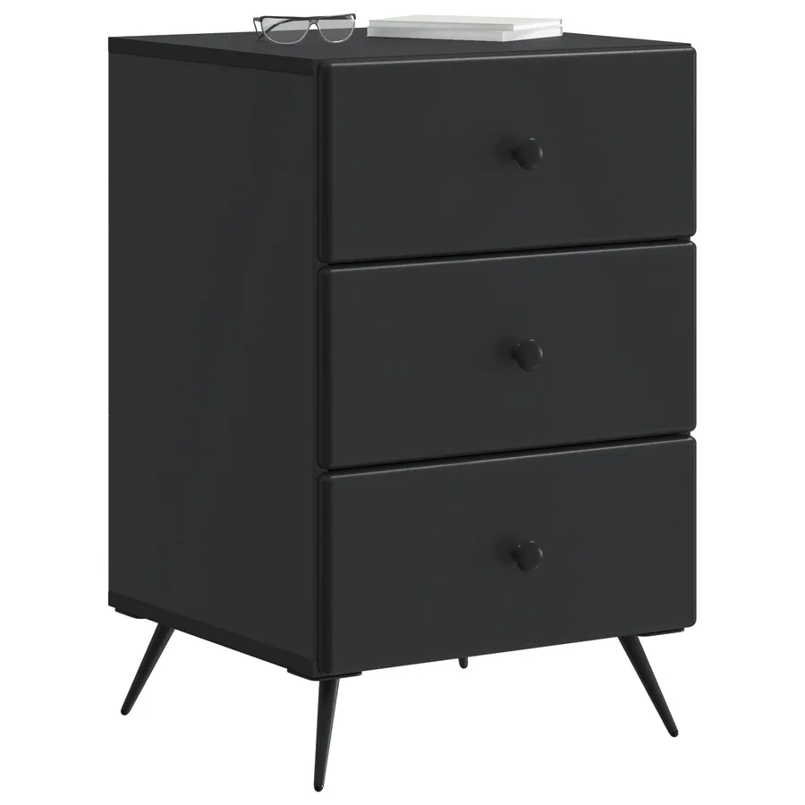 Cabinet de chevet Noir 43 x 41 x 66,5 cm Bois d'ingénierie - 3