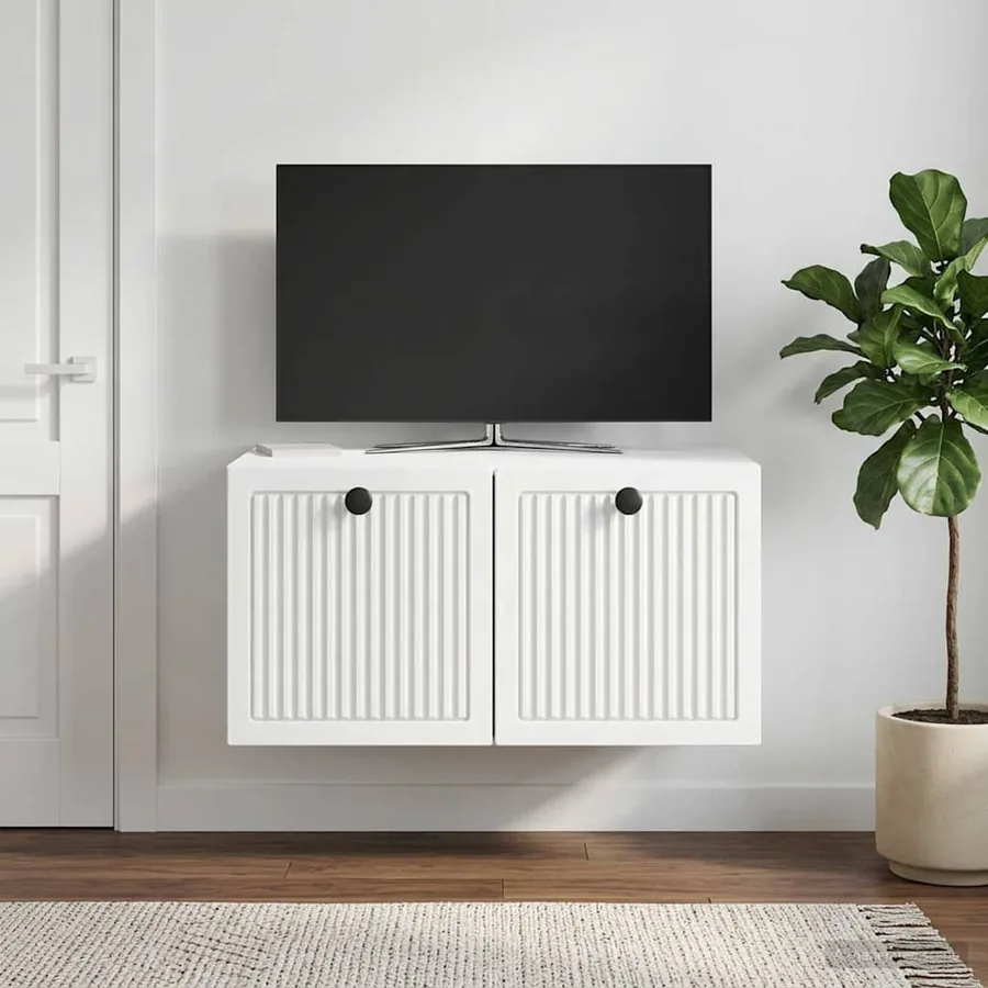 Meuble TV mural Blanc 59,5 x 41 x 30 cm Bois d'ingénierie