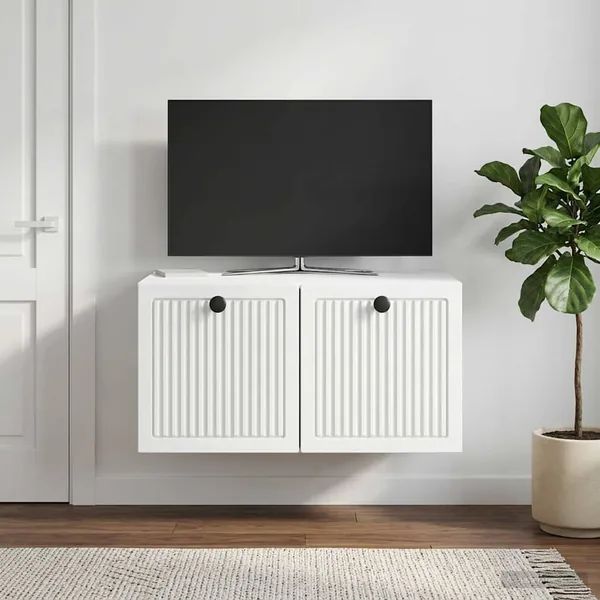 Meuble TV mural Blanc 59,5 x 41 x 30 cm Bois d'ingénierie