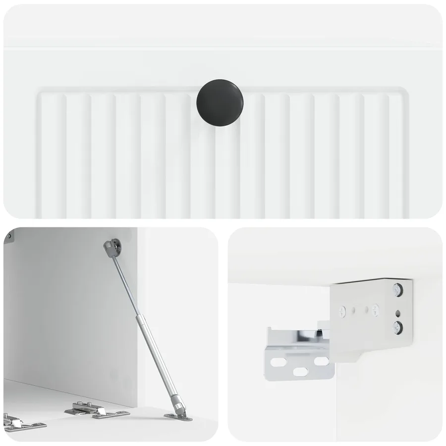 Meuble TV mural Blanc 59,5 x 41 x 30 cm Bois d'ingénierie - 9