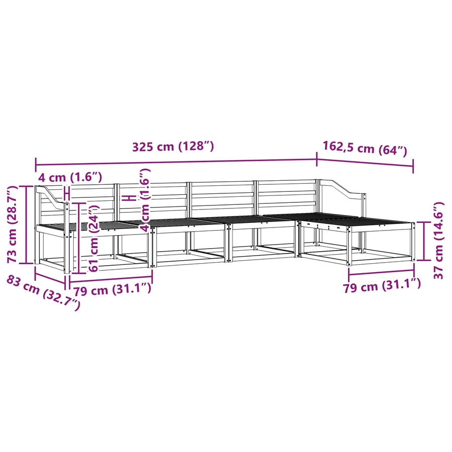 Ensemble de canapés d'extérieur 5 pcs Naturel - 8