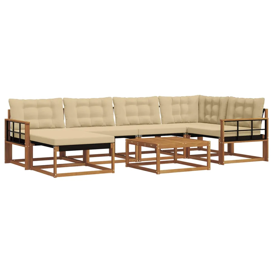 Ensemble de canapés d'extérieur 19 pcs Naturel et Beige - 2