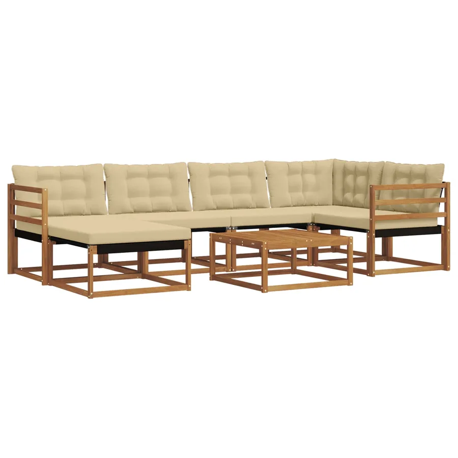 Ensemble de canapés d'extérieur 19 pcs Naturel et Beige - 2