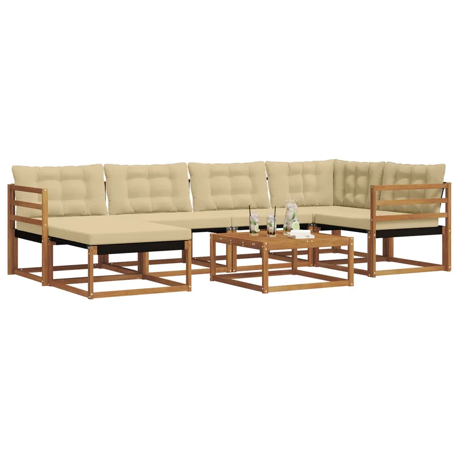 Ensemble de canapés d'extérieur 19 pcs Naturel et Beige - 3