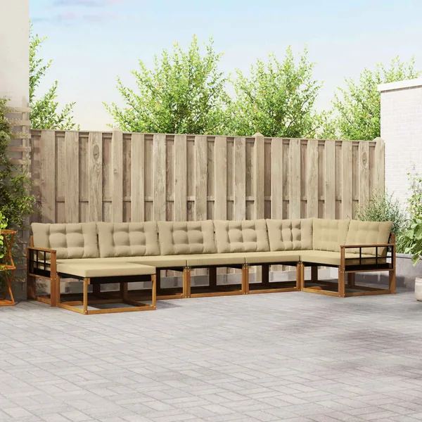 Ensemble de canapés d'extérieur 7 pcs Naturel et Beige