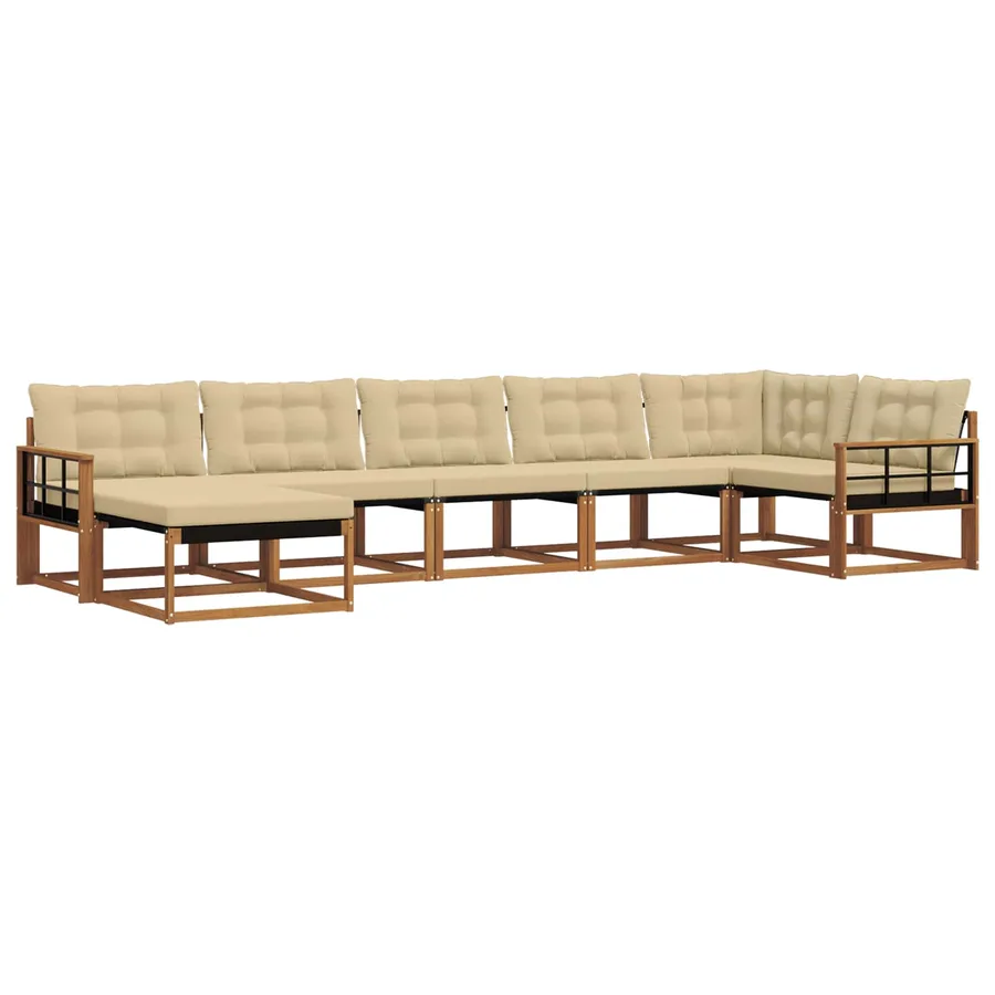 Ensemble de canapés d'extérieur 7 pcs Naturel et Beige - 2