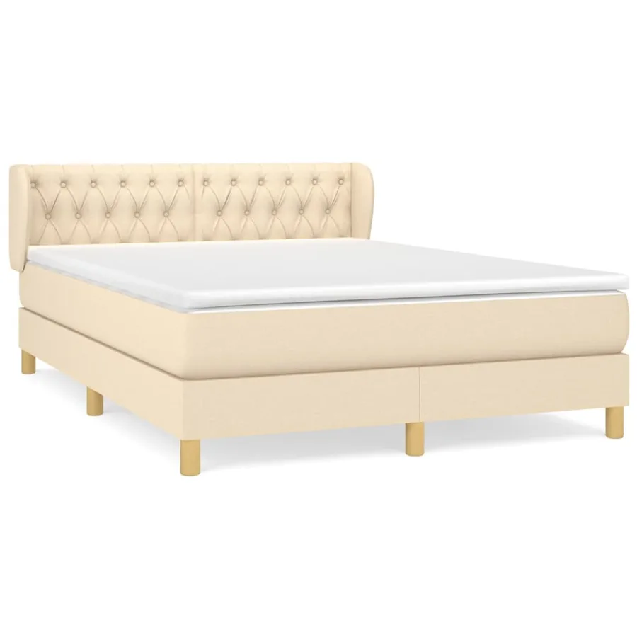 Sommier à lattes de lit avec matelas Crème 140x200 cm Tissu - 2