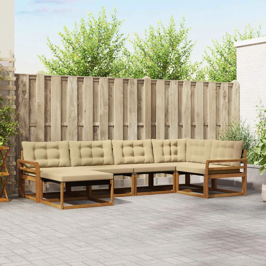 Ensemble de canapés d'extérieur 6 pcs Naturel et Beige