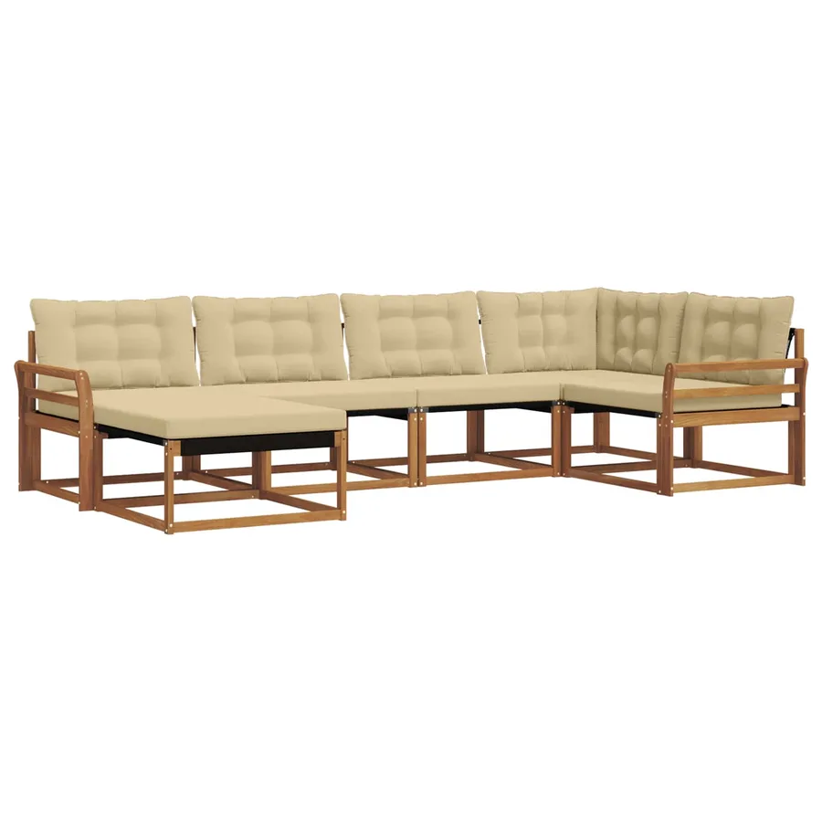 Ensemble de canapés d'extérieur 6 pcs Naturel et Beige - 2