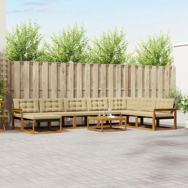 Ensemble de canapés d'extérieur 9 pcs Naturel et Beige