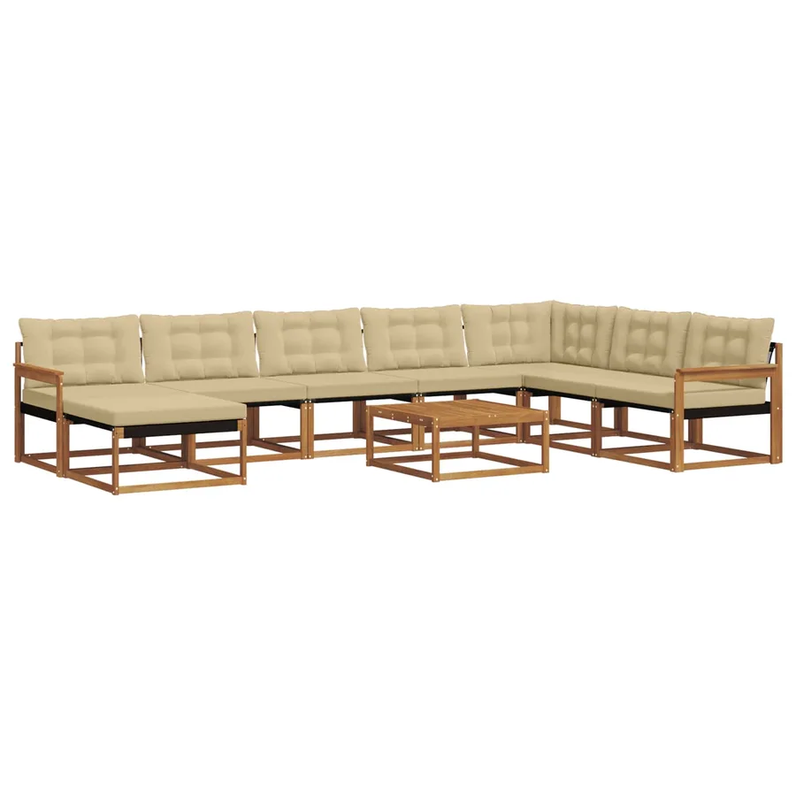 Ensemble de canapés d'extérieur 9 pcs Naturel et Beige - 2