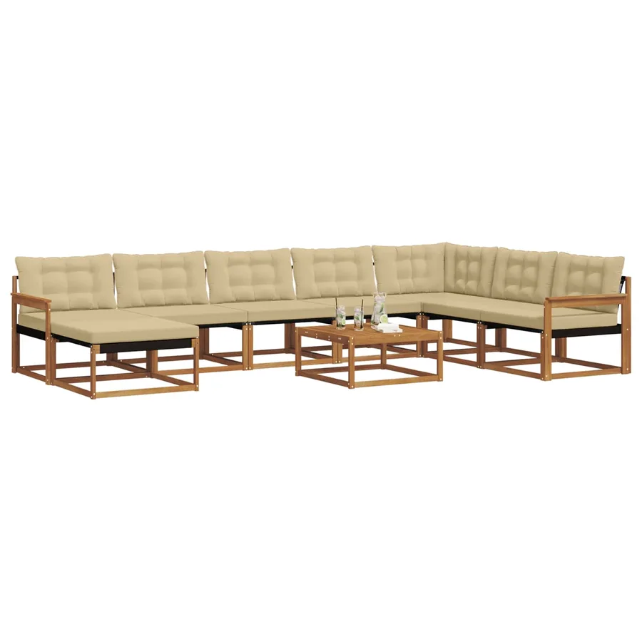Ensemble de canapés d'extérieur 9 pcs Naturel et Beige - 3